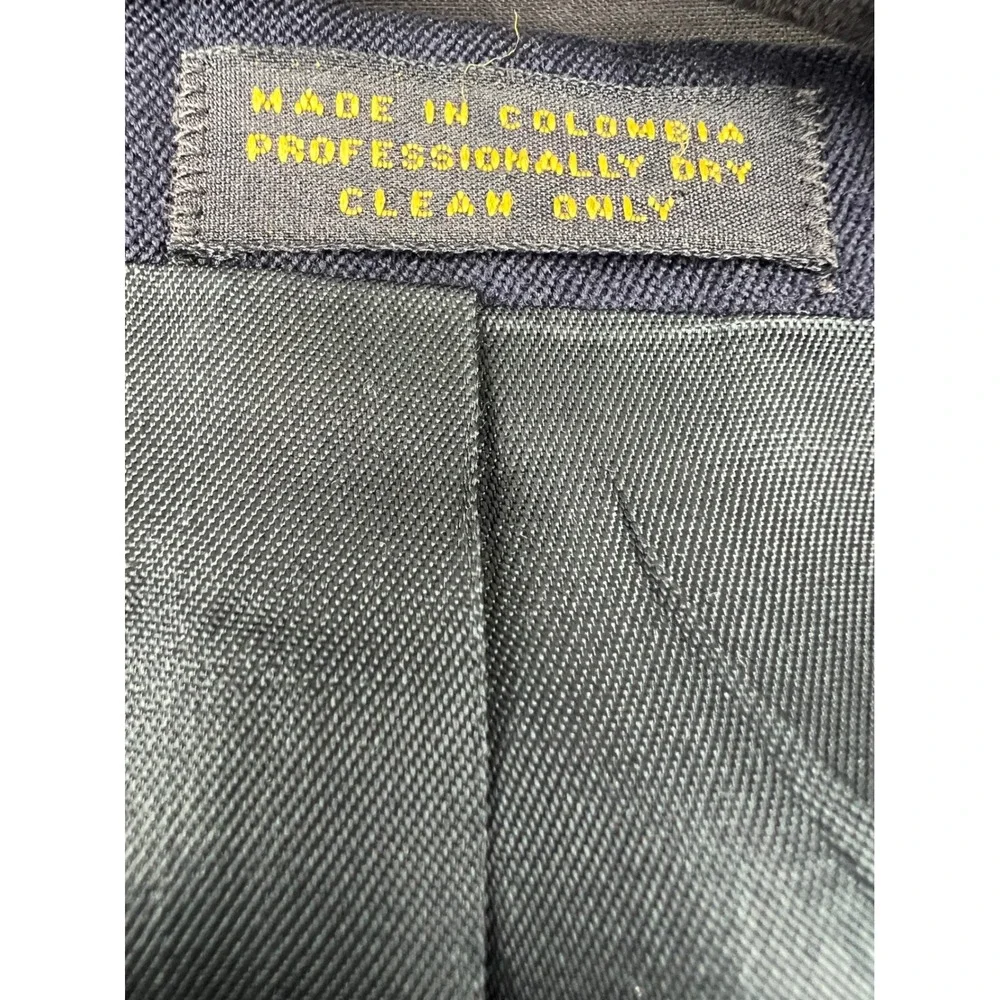 Oscar de la Renta Blazer Mens 42L Navy Blue Wool Sport Coat Crest Button Good